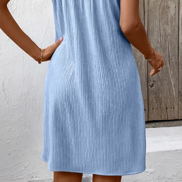 Bonnie Button Cami Dress - Light Blue - Picture 8 of 10